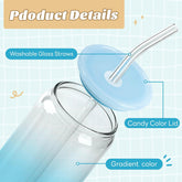 16 oz Glass Cups with Acrylic Lids (Gradient Color Bottom)